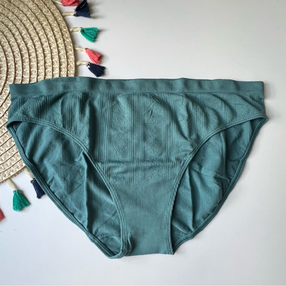 Victoria's Secret Seamless Logo Pointelle Bikini Panty French Sage XL NEW
